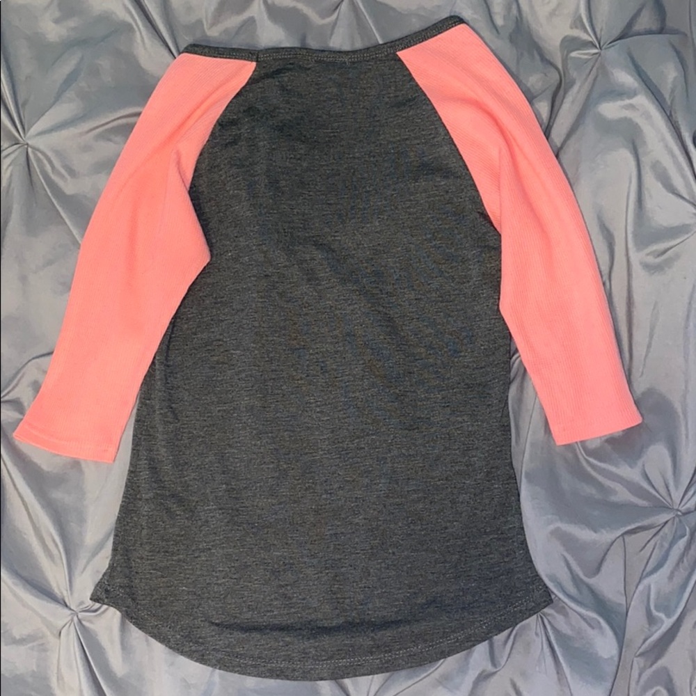 Gray and Pink Rue21 Baseball Style Top - Picture 2 of 4
